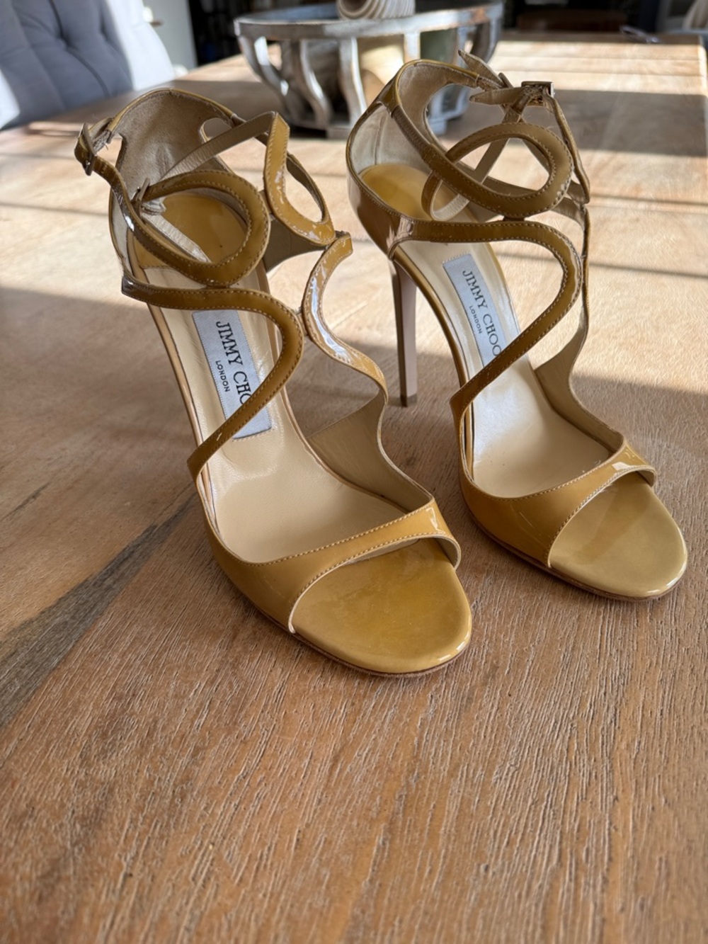 Jimmy Choo Patent Strappy Stiletto Sandals